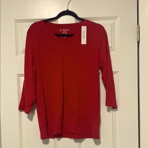 Chico's Red 3/4 Sleeve T Shirt